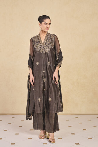 Arhana Embroidered Zardozi Mul Suit Set - Black, Black, image 1